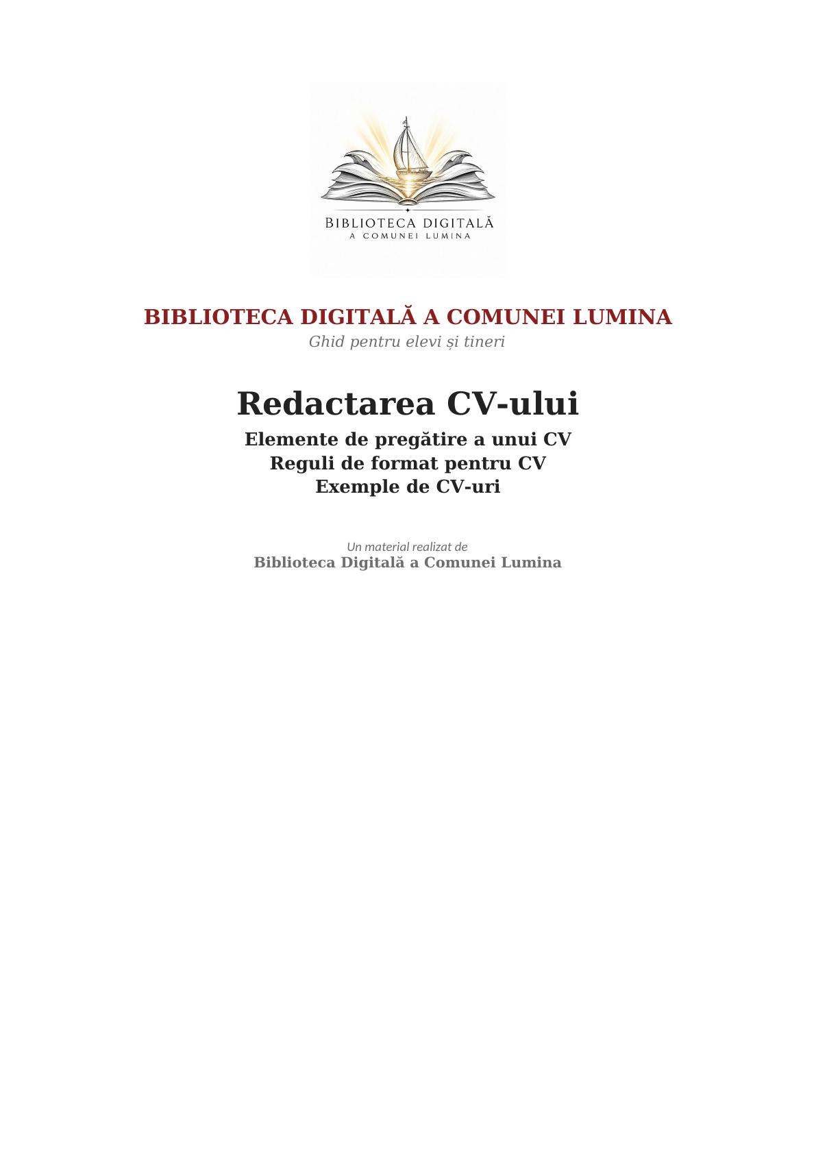 Redactarea CV-ului — Ghid complet